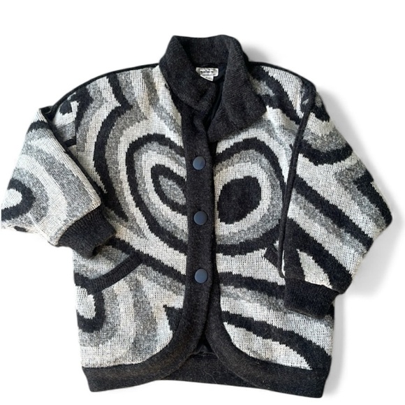 Gallery Jackets & Blazers - Vintage GALLERY Abstract Swirl Knit Coat Jacket Medium